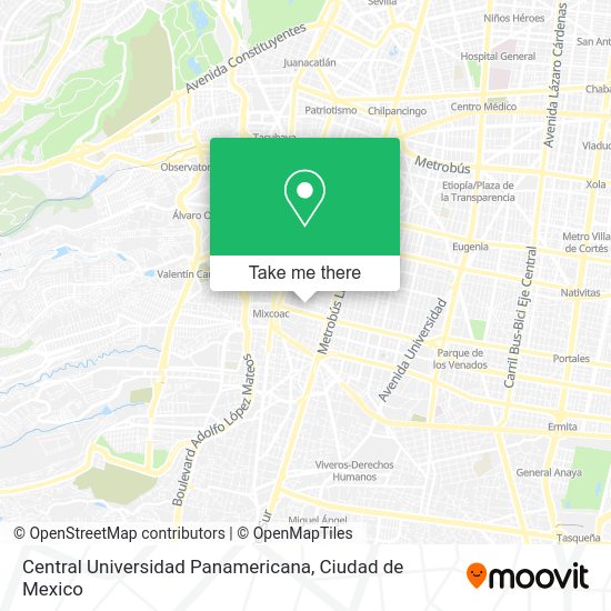 Mapa de Central Universidad Panamericana