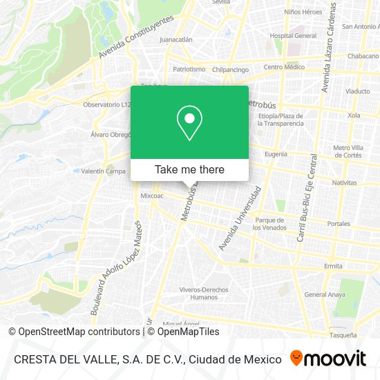 CRESTA DEL VALLE, S.A. DE C.V. map