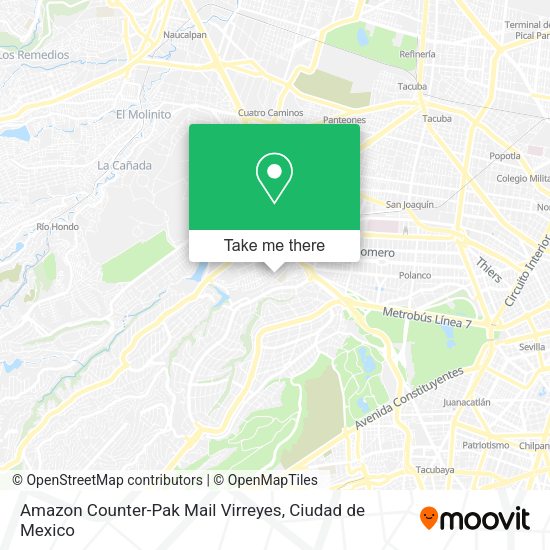 Mapa de Amazon Counter-Pak Mail Virreyes