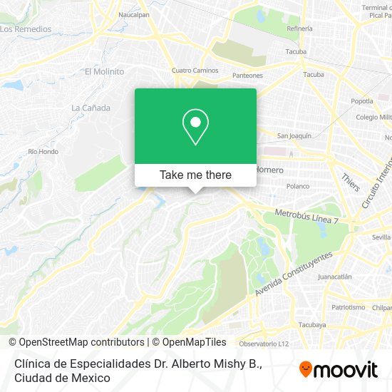 Mapa de Clínica de Especialidades Dr. Alberto Mishy B.