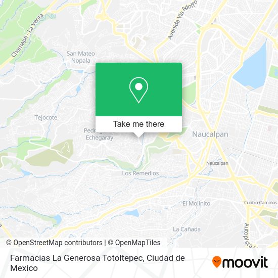 Mapa de Farmacias La Generosa Totoltepec