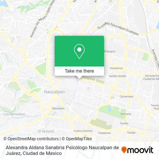Mapa de Alexandra Aldana Sanabria Psicólogo Naucalpan de Juárez