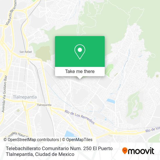 Mapa de Telebachillerato Comunitario Num. 250 El Puerto Tlalnepantla
