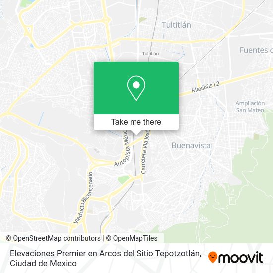Mapa de Elevaciones Premier en Arcos del Sitio Tepotzotlán