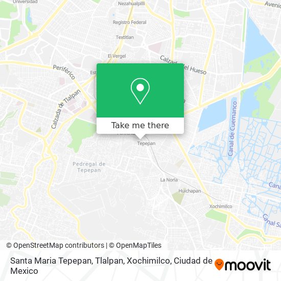 Mapa de Santa Maria Tepepan, Tlalpan, Xochimilco