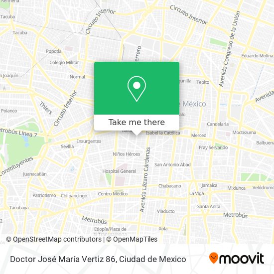 Doctor José María Vertiz 86 map