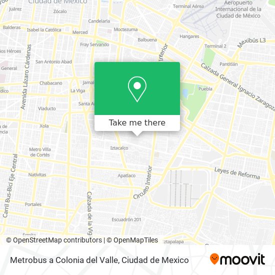 Metrobus a Colonia del Valle map