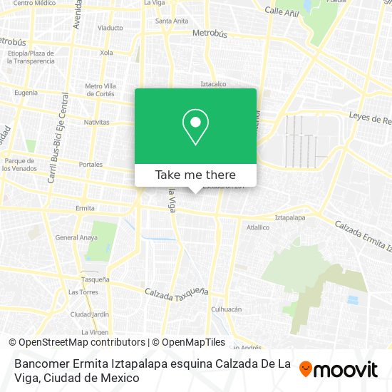 Bancomer Ermita Iztapalapa esquina Calzada De La Viga map