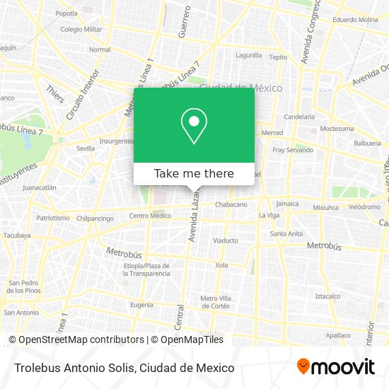 Trolebus Antonio Solis map