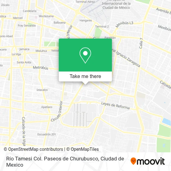 Río Tamesi Col. Paseos de Churubusco map