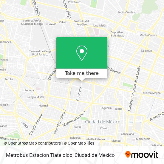 Mapa de Metrobus Estacion Tlatelolco