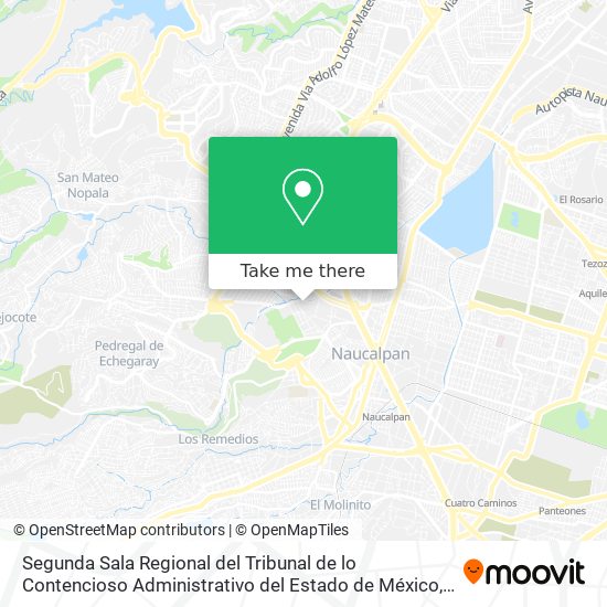 Mapa de Segunda Sala Regional del Tribunal de lo Contencioso Administrativo del Estado de México, con resid