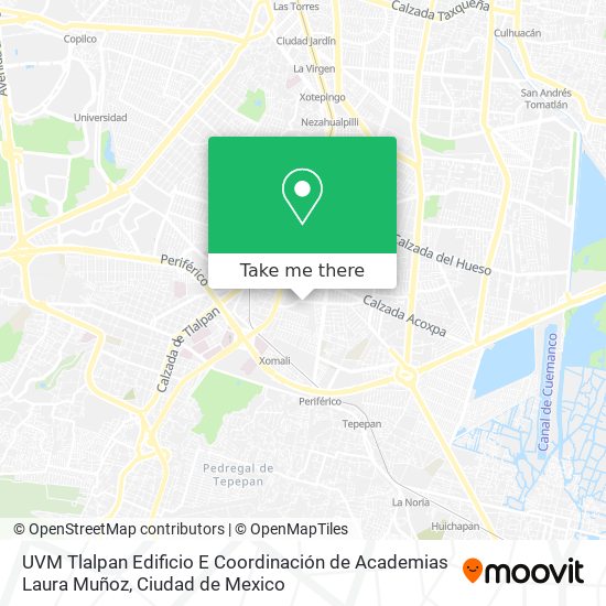 Mapa de UVM Tlalpan Edificio E Coordinación de Academias Laura Muñoz