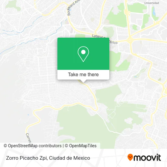 Zorro Picacho Zpi map