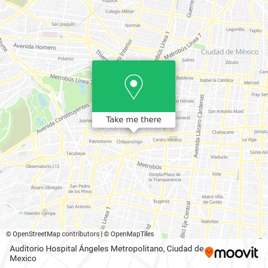 Auditorio Hospital Ángeles Metropolitano map