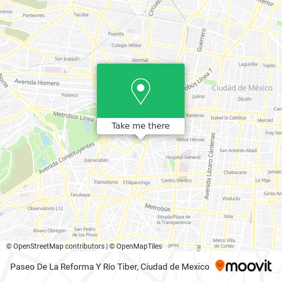 Paseo De La Reforma Y Río Tiber map