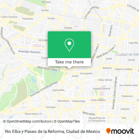 Rio Elba y Paseo de la Reforma map