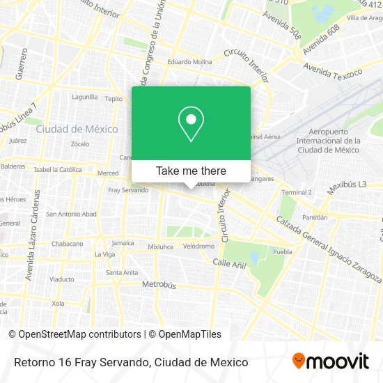Retorno 16 Fray Servando map
