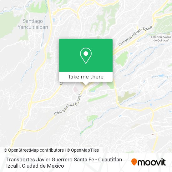 Transportes Javier Guerrero Santa Fe - Cuautitlan Izcalli map
