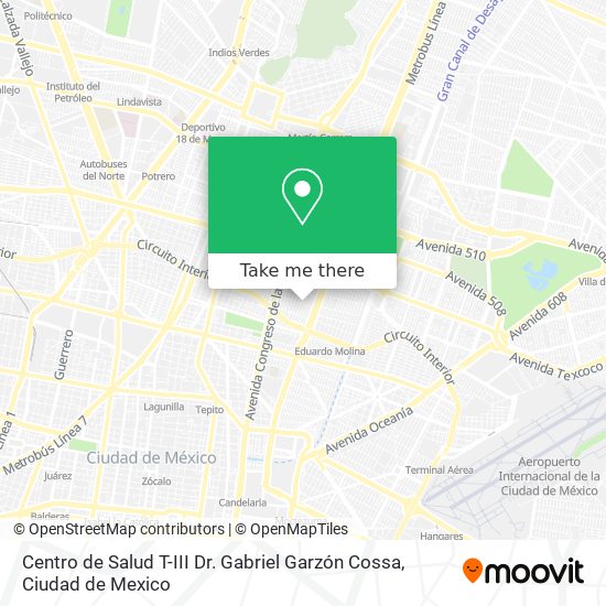 Mapa de Centro de Salud T-III Dr. Gabriel Garzón Cossa