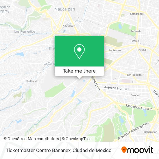 Mapa de Ticketmaster Centro Bananex