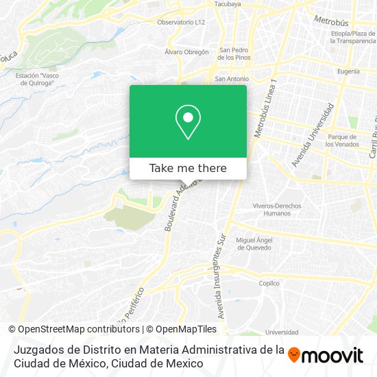 Juzgados de Distrito en Materia Administrativa de la Ciudad de México map