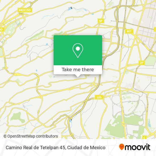 Camino Real de Tetelpan 45 map
