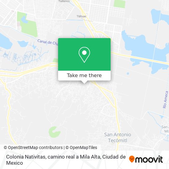 Colonia Nativitas, camino real a Mila Alta map