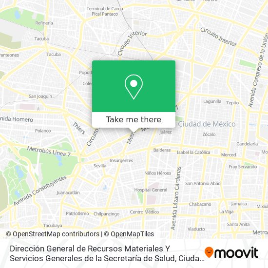 Mapa de Dirección General de Recursos Materiales Y Servicios Generales de la Secretaría de Salud