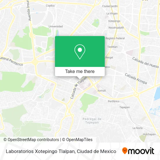 Mapa de Laboratorios Xotepingo Tlalpan