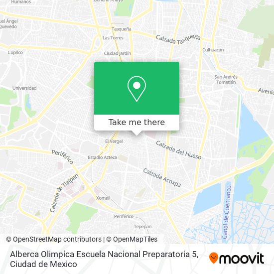 Mapa de Alberca Olimpica Escuela Nacional Preparatoria 5