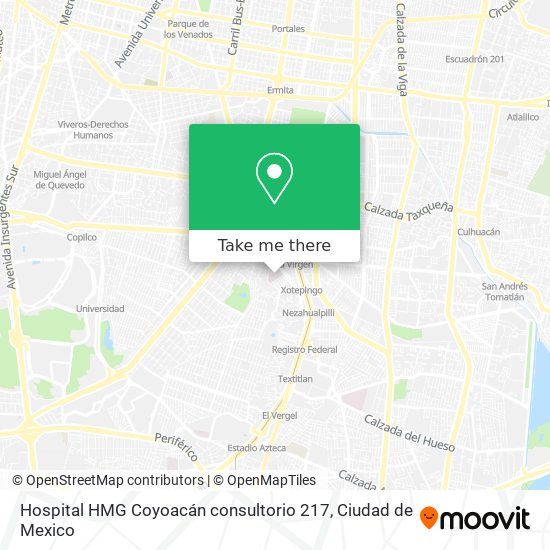 Mapa de Hospital HMG  Coyoacán consultorio 217