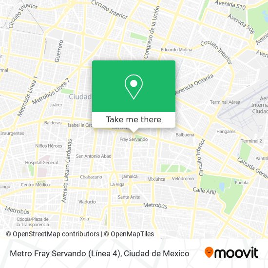Metro Fray Servando (Línea 4) map
