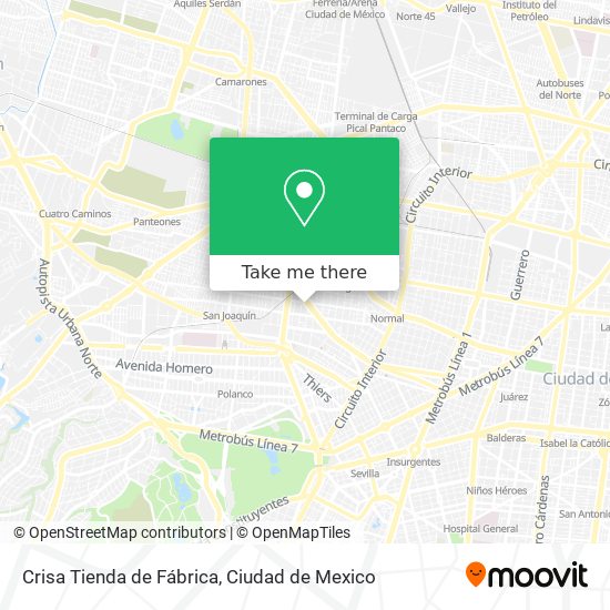 Mapa de Crisa Tienda de Fábrica