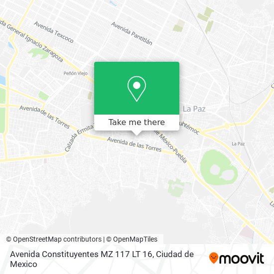 Avenida Constituyentes MZ 117 LT 16 map