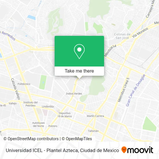 Mapa de Universidad ICEL - Plantel Azteca