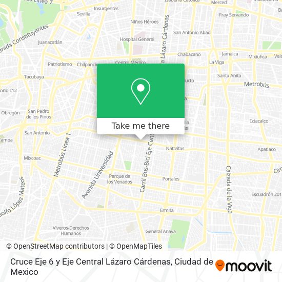 Cruce Eje 6 y Eje Central Lázaro Cárdenas map