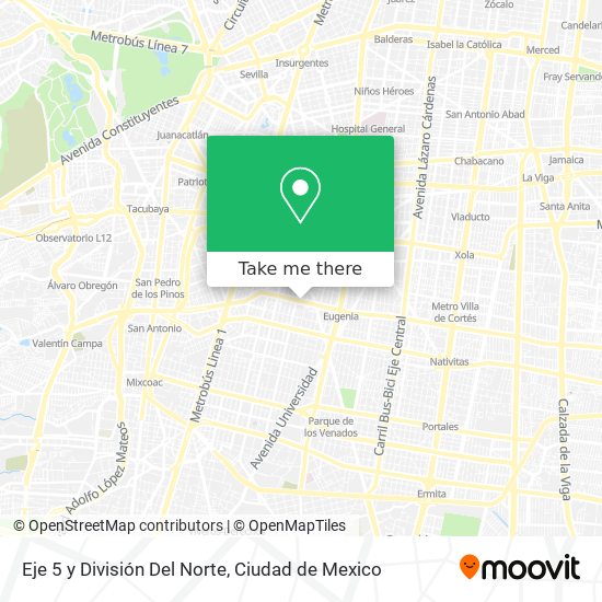 Eje 5 y División Del Norte map