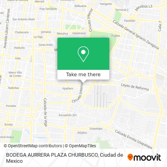 Mapa de BODEGA AURRERA PLAZA CHURBUSCO