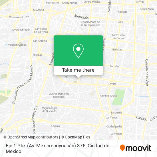 Mapa de Eje 1 Pte. (Av. México-coyoacán) 375