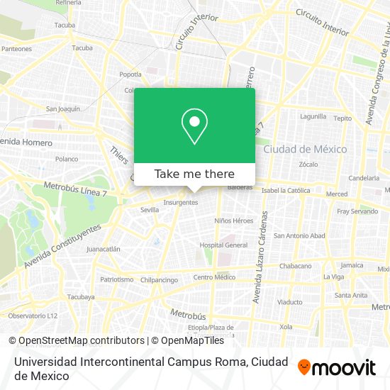 Mapa de Universidad Intercontinental Campus Roma