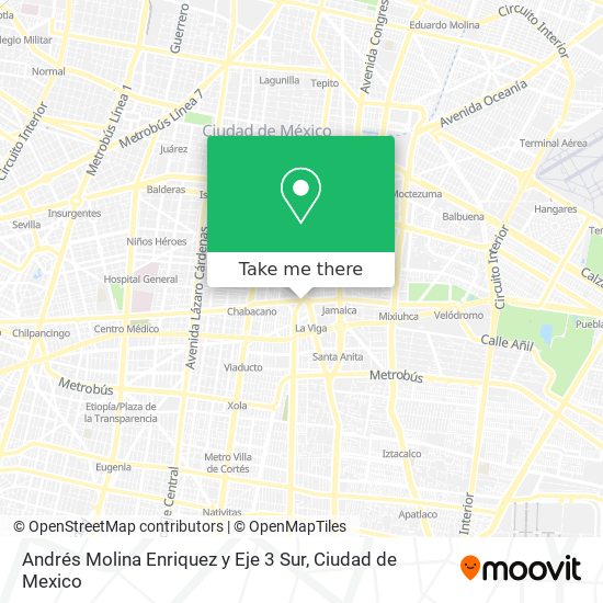 Andrés Molina Enriquez y Eje 3 Sur map