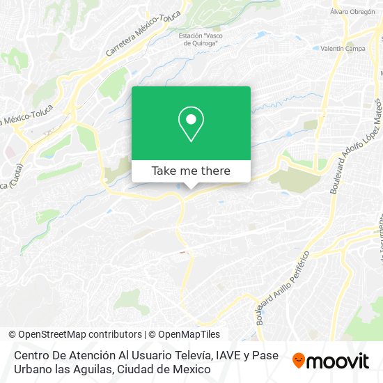 Centro De Atención Al Usuario Televía, IAVE y Pase Urbano las Aguilas map