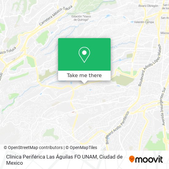 How to get to Clínica Periférica Las Águilas FO UNAM in Huixquilucan by Bus?