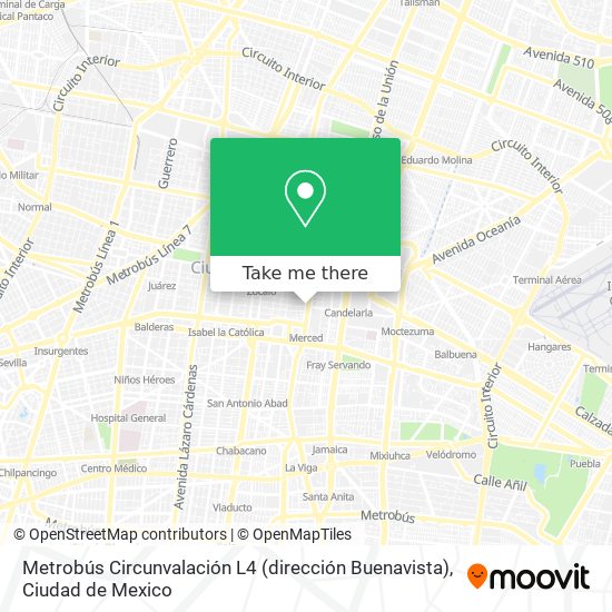 Metrobús Circunvalación L4 (dirección Buenavista) map