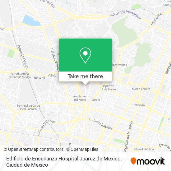 Mapa de Edificio de Enseñanza Hospital Juarez de México