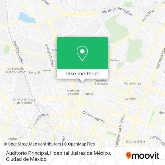 Auditorio Principal, Hospital Juárez de México map