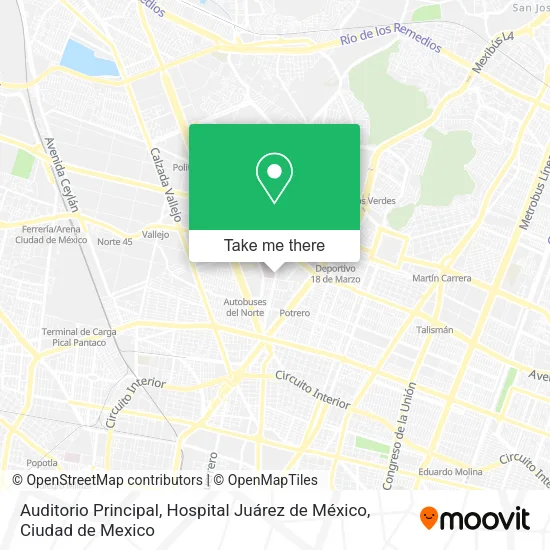 Mapa de Auditorio Principal, Hospital Juárez de México