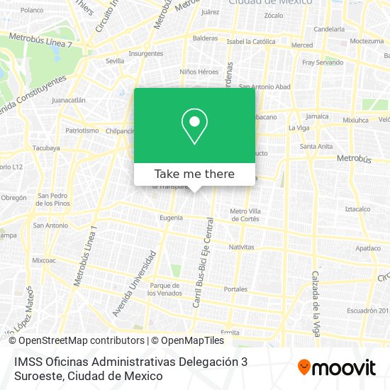 IMSS Oficinas Administrativas Delegación 3 Suroeste map