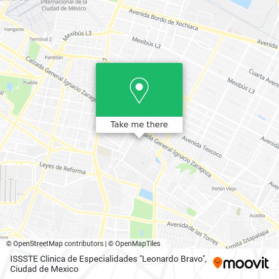 Mapa de ISSSTE Clinica de Especialidades "Leonardo Bravo"